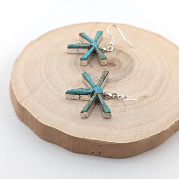 Genuine Navajo Turquoise Earrings Handmade Native American Jewelry for Women *** - Picture 10 of 14